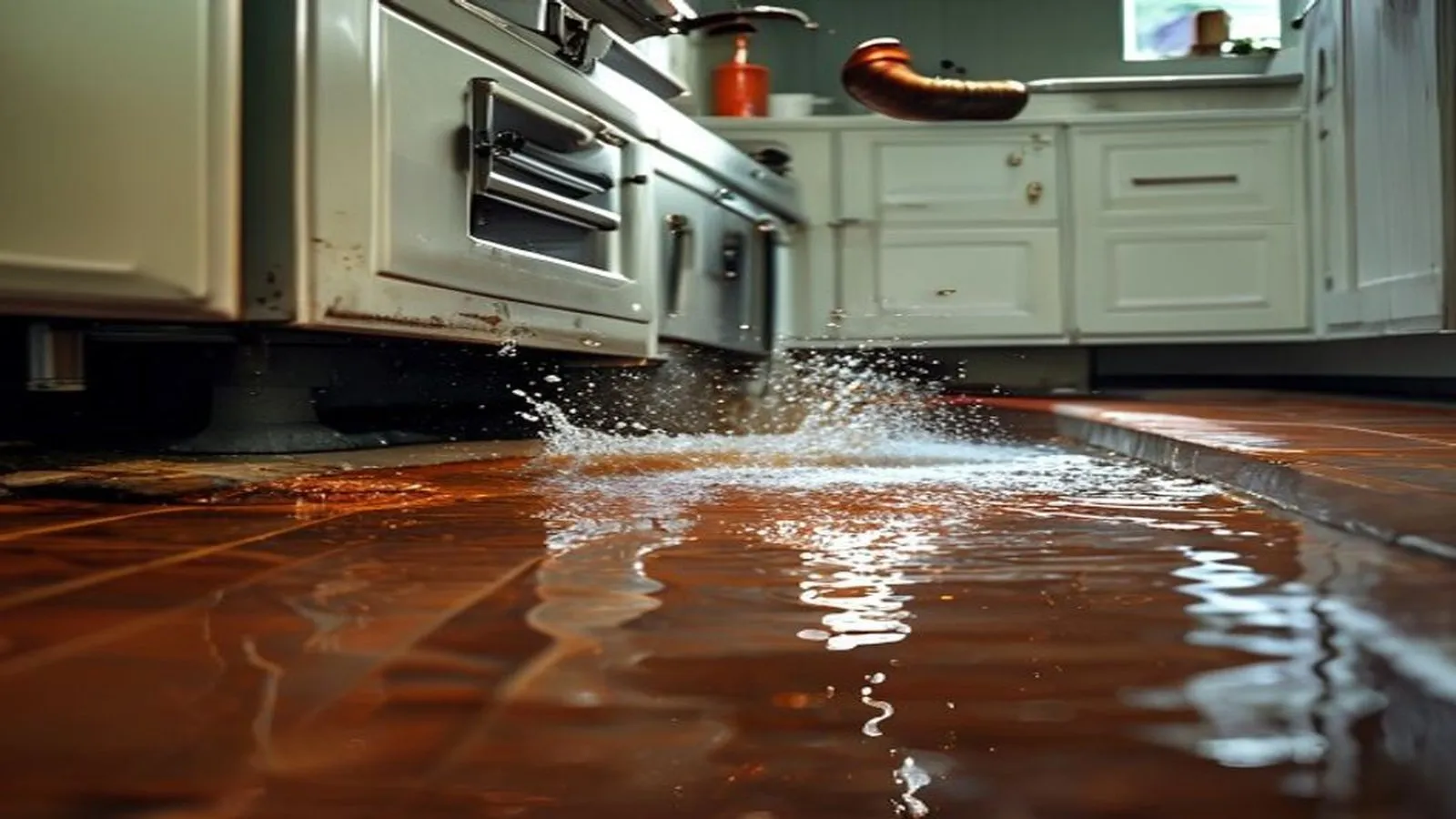 Burst pipe under kitchen sink