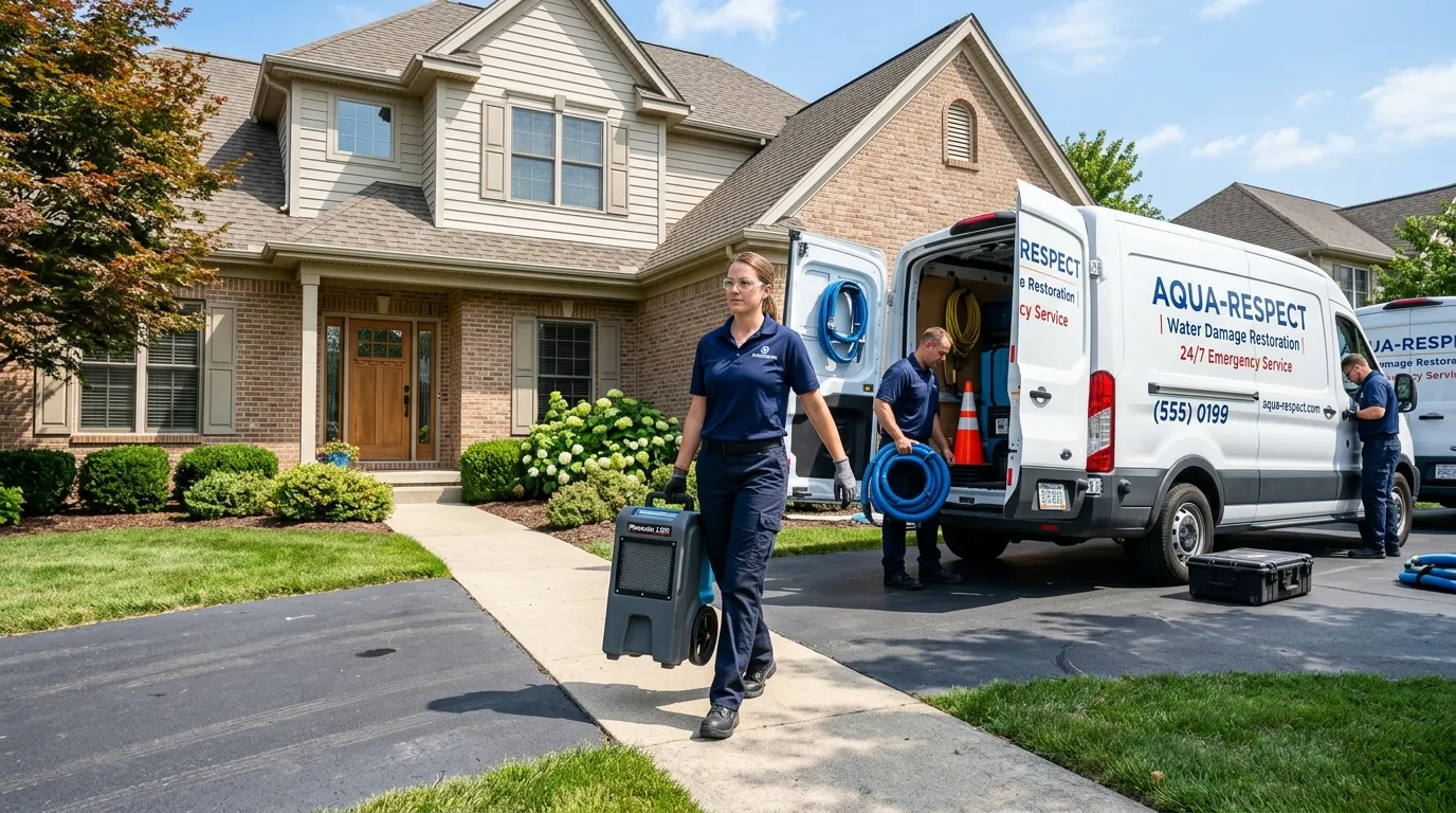 IICRC-certified water damage restoration crew working a Missouri City home